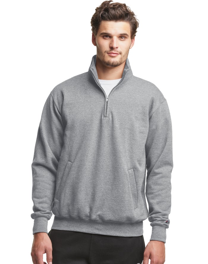 Hanorac Champion Powerblend Fleece 1/4 Zip With Pockets Barbati Gri - Romania WNHICLK-80